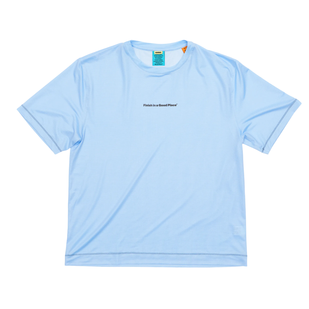 Wavy Tee - Men's Black Running T-shirt with White Contrast Seams
