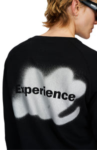 Back print with metallic base and black ‘Experience’ text