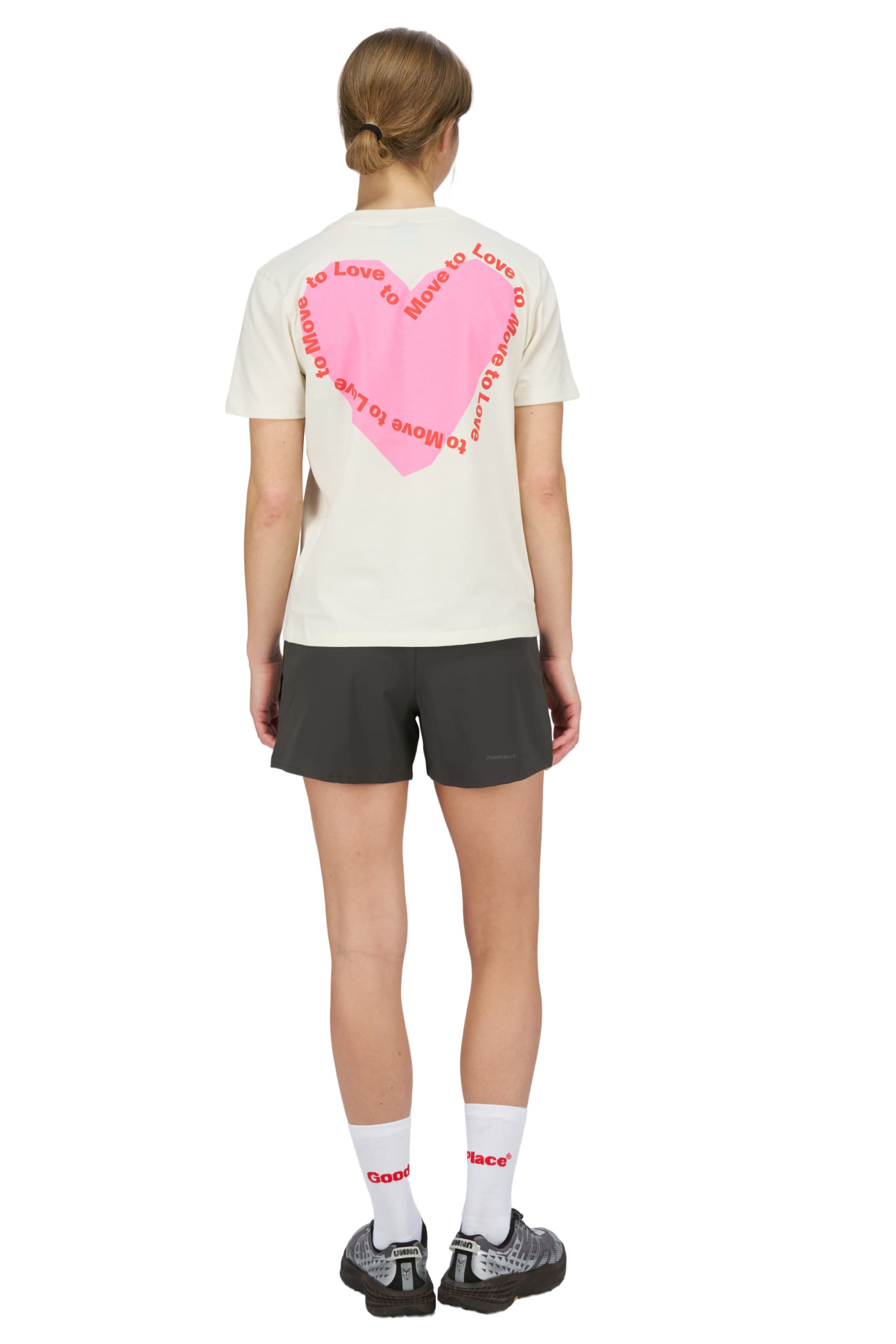 Screen printed vanilla white t-shirt. Heart with with text 