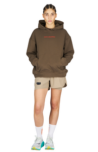 Slightly oversized, unisex hoodie in Wren Brown with a soft feel. Made in a GOTS Cotton / GRS Cotton blend.