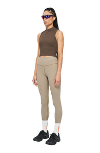 Stone beige light compression tights with a high waist. UNNA Good Place Tights