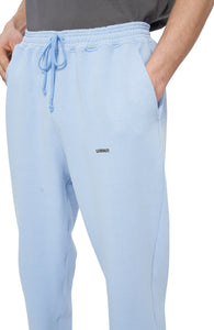 Vintage feel jogging pants with draw cord waist in serenity blue. 