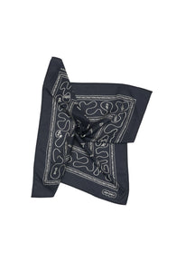UNNA black bandana scarf with a paisley inspired digital print