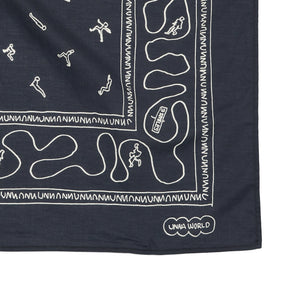 Black bandana scarf in organic cotton with digital print inspired by classic paisley scarves - UNNA scarf