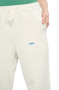 Vintage feel jogging pants with draw cord waist in vanilla white - UNNA